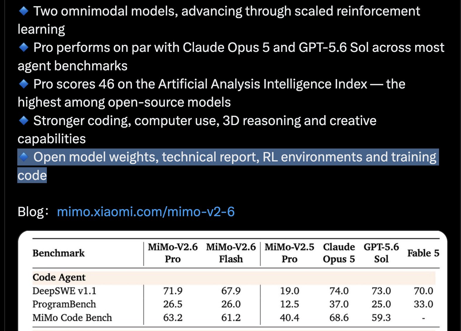 By the way. Xiaomi is making a statement. This is *hard* to dismiss as distillation. Not impossible, but it loses the…