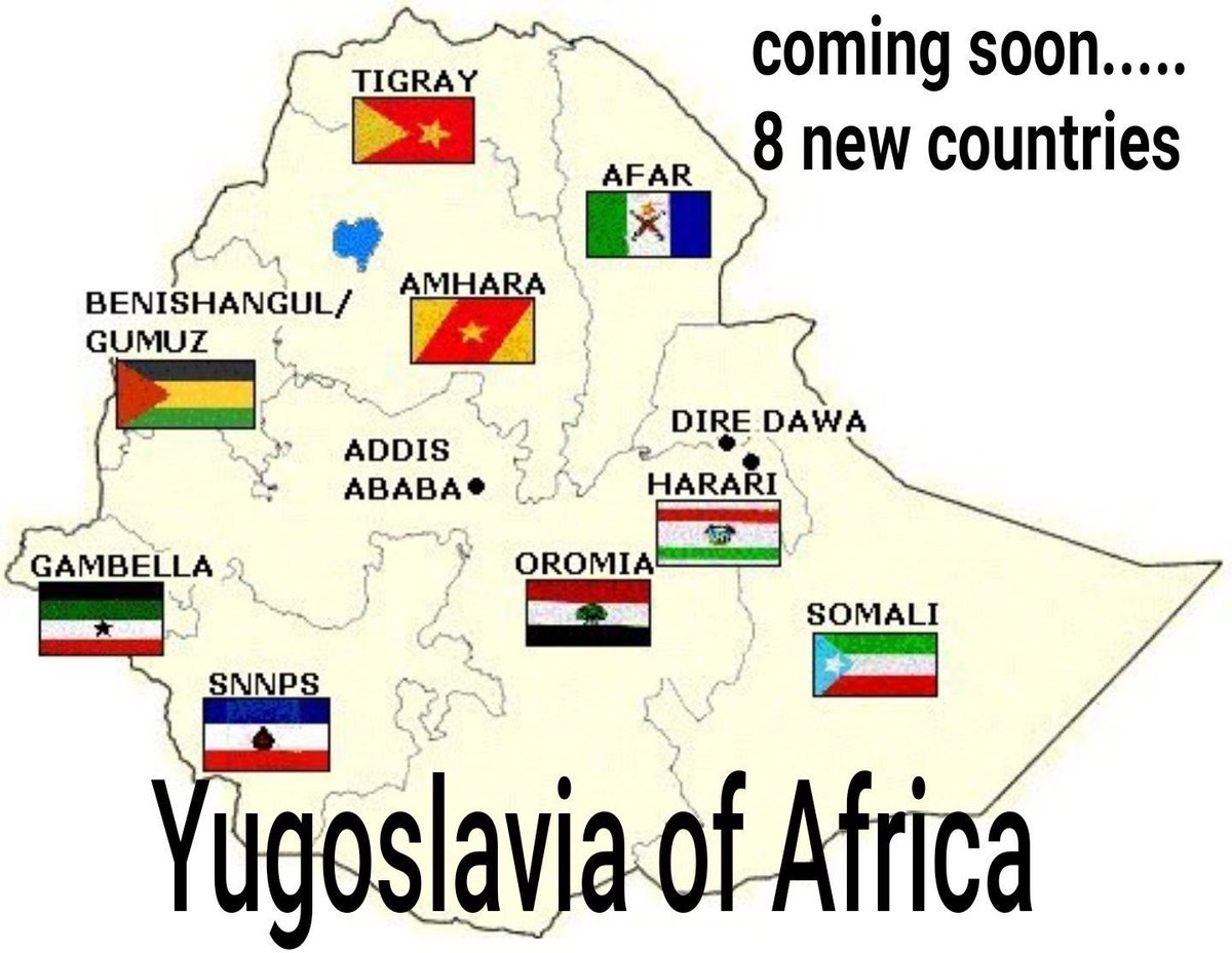zadiozadio123's tweet photo. The bulkanization of Ethiopia is the best thing can happen in the horn.
It will benefit all ethnic groups in that country and stop these endless civil wars.
Somalia should prepare it is self for what is coming to protect the interest of all somalis.
Ethiopia was a mistake. https://t.co/tal7GGU65P