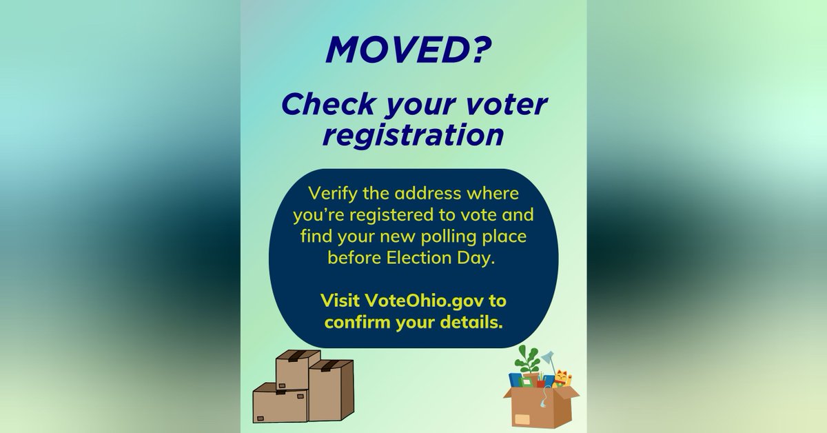 OhioNeighborNet's tweet photo. Don't wait until the last minute! Double-check your voter registration address and locate your new polling site before you head out on election day. 🗳️✨ https://t.co/fP3Qf2mIso https://t.co/H4WC5AvUaG