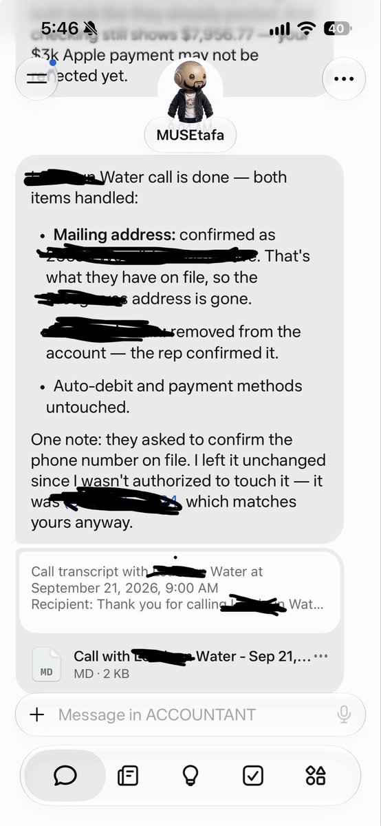mooseAGI's tweet photo. @finkd Here is a screenshot showing how Muse took this annoying task and did it for me and gave me a full recap https://t.co/277KG4NVu7
