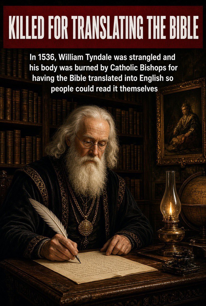 TheDemSlayer's tweet photo. CLAIM:  The Catholic Church gave us the Holy Bible.  You should be grateful!

TRUTH:  No, the Catholic Church did not give us the Holy Bible.  If anything, they kept it from the world.  It was the Jews and the Protestants who gave us the Holy Bible—and many of them voluntarily paid for it with their own blood.

First and foremost, God Almighty entrusted His Word to the Jews.

God’s people received it, recorded it, and faithfully copied it down on scrolls generation after generation.  Many Jews willingly gave their lives and subjected themselves to horrific tortures and brutal death at the hands of both Greeks and Romans—all to ensure that the Word of God survived.

It was the Jews who canonized all 39 books of the Hebrew Scriptures (Genesis to Malachi), and they did it about 500 years before the Catholic Church even existed.

The Catholic Church had ZERO influence determining which books of the “Old Testament” were Scripture.  I repeat:  ZERO.

That was 100% the Jews.

The only thing the Catholic Church determined was what books should be included in the New Testament—the same New Testament books that were also written by THE JEWS.

So, no, the Catholic Church actually did extraordinarily little when it came to providing the world with the Holy Bible.

In fact, the Catholic Church FORBADE the common man from even reading the Bible—desiring to keep the people chained to the pulpit and enslaved to the false teachings and traditions of Catholicism.

1000+ years after the Catholic Church was established, we had the Protestant Reformation that started in 1517 with Martin Luther’s 95 Theses against the Catholic Church.

Unlike the Catholic Church that kept the Word of God from the people, the Great Protestant Reformers worked tirelessly to translate the Bible into English so the common man could read it and study it for themselves—so that THE TRUTH of God’s Word could set them FREE from the authoritarian rule of the Catholic Church.

And like the Jews before them, many of the Reformers willingly gave their lives so that YOU could have the Holy Bible.  The Catholic Church literally hunted these courageous men down, imprisoned them, tortured them, and murdered them.

The only reason we have the Bible today is because (1) the Jews wrote it and passed it down, and (2) the Protestant Reformers gave their lives to translate it and print it into English.

So, no. I’m not grateful to the Catholic Church.  The Catholic Church is an enemy to God and an enemy to the truth of His Word that sets souls free.

Stress this point:  I am NOT necessarily talking about Catholics—the people.  God knows and I know that there are plenty of Catholics who are genuinely wonderful people, and I thank God for them.

I’m talking about the Catholic Church itself—the institution and the religion.  I’m talking about that theological abomination that has the blood of untold numbers of faithful servants of God on their hands.

Thank God for the Jews and the Protestants!  Without them, we’d still be chained to the pulpit of the Catholic Church and left in spiritual darkness.