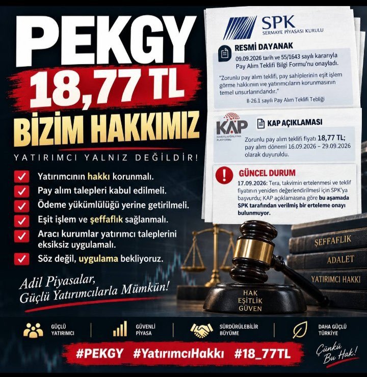 cmlbrbr's tweet photo. @teramagdurlari #pekgy Mevzuat bu konuda çok açık,  bir an önce pay sahiplerinin hakları verilmeli, kurumca kanunsuzluğa prim verilmemeli, #tera nin saçma itirazı kabul edilmemeli #spk @spkgovtr
 @tcbestepe https://t.co/mtlAvAwVlQ