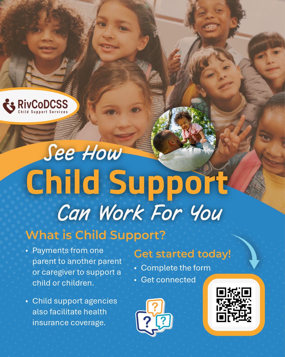 RivCoDCSS's tweet photo. What is child support? Who can help? How do you start? We have answers in English and Spanish. Complete the form and get connected. https://t.co/ZHgNbjuGld https://t.co/LOsgbDEOKZ