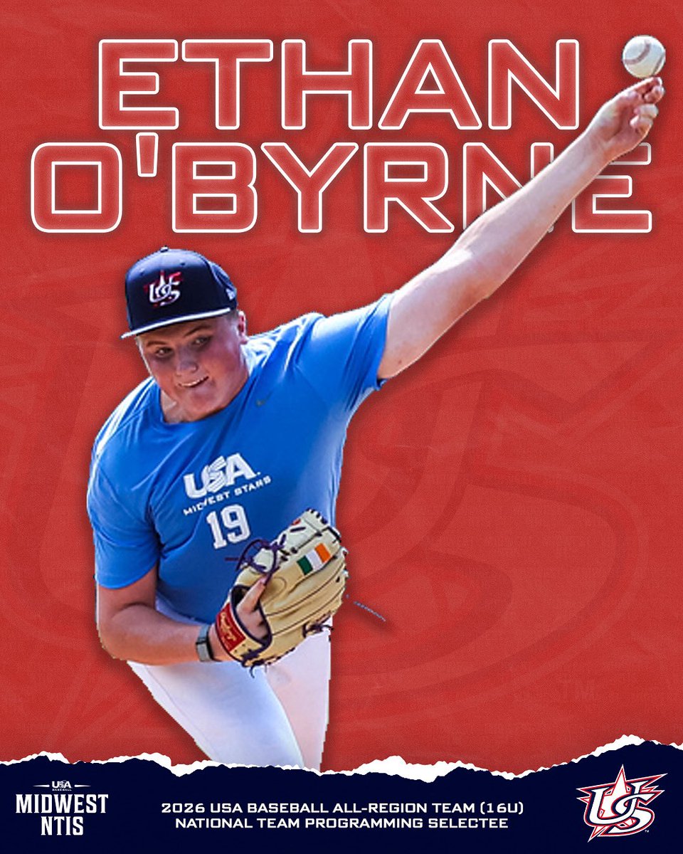 MidwestNTIS's tweet photo. 🇺🇸16U SELECTION🇺🇸 LHP Ethan O’Byrne (Massillon, OH) was dealing at the @USABaseball Champions Cup, punching out a tournament-high 12 batters over 6 scoreless innings.  No doubter!  Congrats to Ethan and his family!

#USABaseball #MidwestDugout https://t.co/oL3tDUY9RD