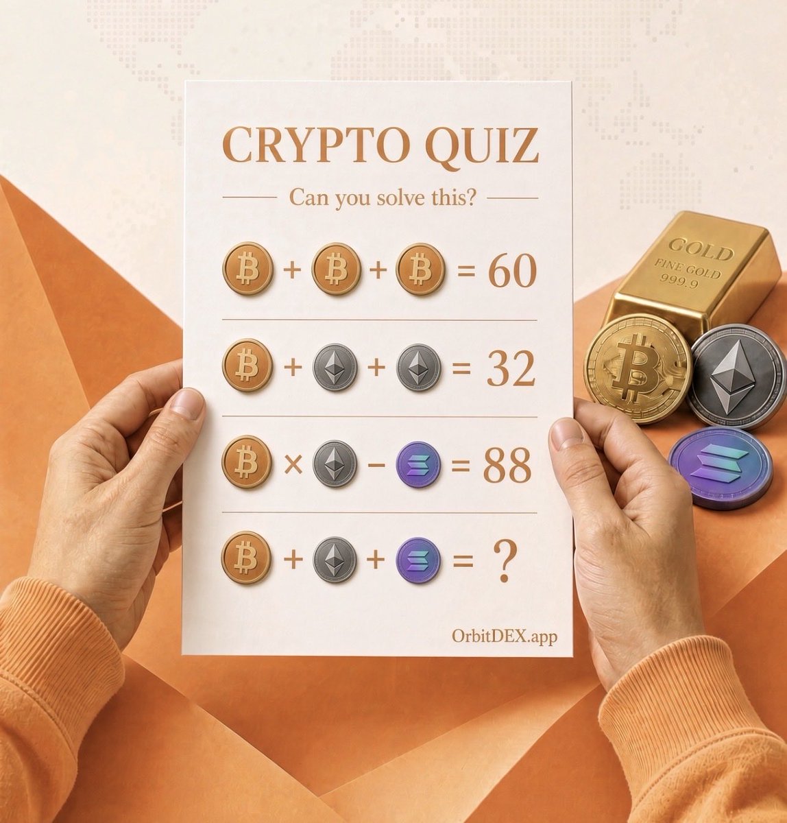 OrbitPerps's tweet photo. Solve the #OrbitQuiz and WIN! 🎁
$75 of $SOL up for grabs, to enter:

Reply with your answer and Solana address, tag a friend and share! 🤝

3x $25 prizes. Ends on Sunday 27th 6PM UTC! 🗓️ https://t.co/namnMz8bt9