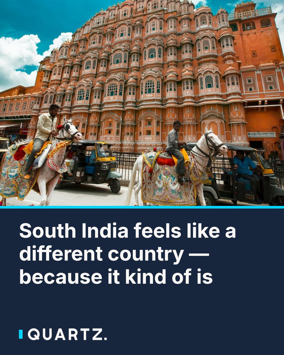 qz's tweet photo. South India feels like a different country — because it kind of is: From four languages that have nothing to do with Hindi to a cashless street food scene that outpaces most of the Western world, South India consistently defies… https://t.co/zrvpaV0Ite #SouthIndia #TravelIndia https://t.co/dHmHwDBP1B