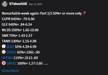 ItTakesItAll's tweet photo. $CUPR $GLE $WLDS  they were top 3 last September...let see this time, lol😅 https://t.co/3Kwb73FWqG