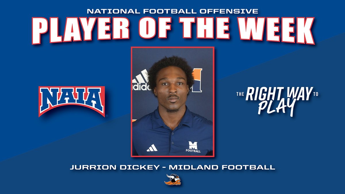 Midland_Sports's tweet photo. FB: Dickey’s Week Four Performance Earns NAIA Offensive Recognition (@MidlandU_FB) #TheRightWayToPlay 
https://t.co/HcsPG5p6H2 https://t.co/2CqXdb4yqg