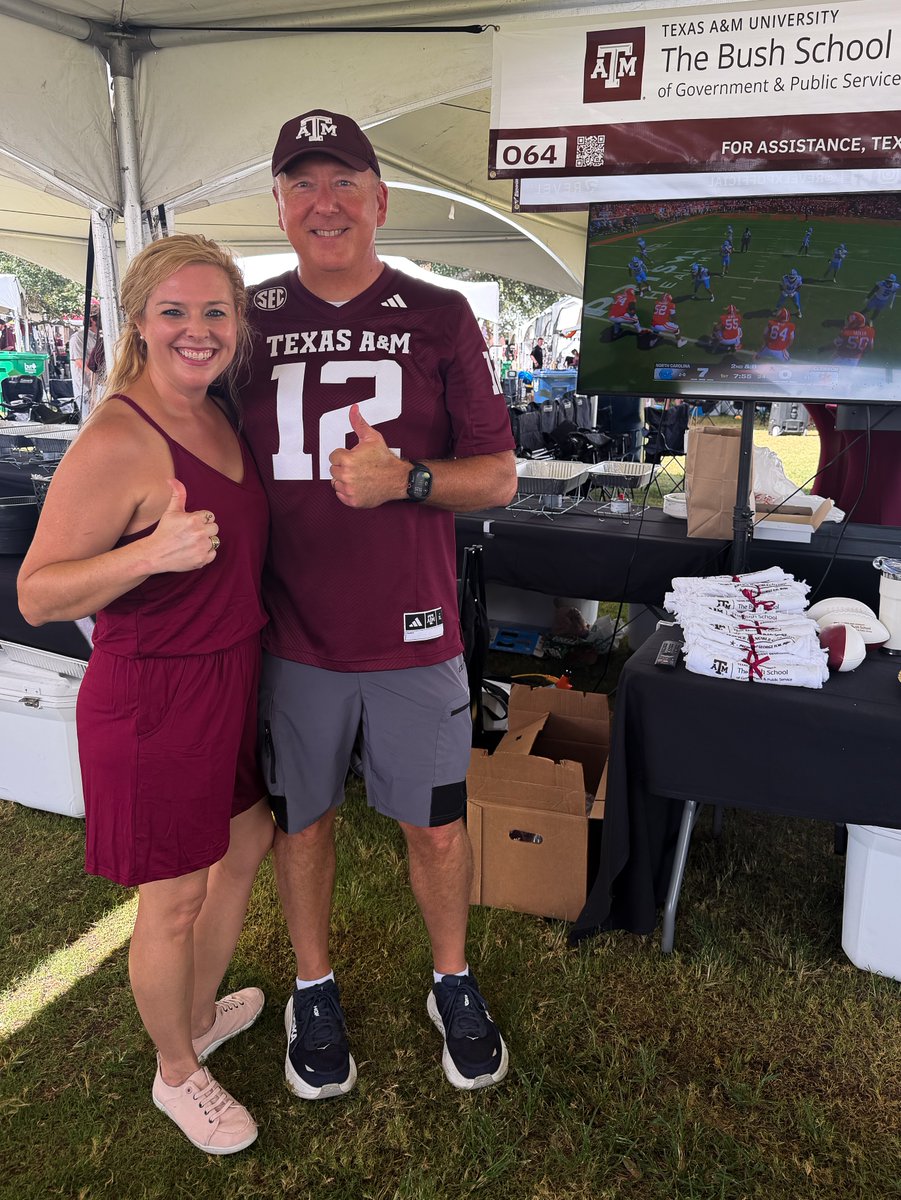 BushSchool's tweet photo. Thanks to everyone who joined us for an incredible Alumni Tailgate cohosted with The George &amp; Barbara Bush Foundation last Saturday! It was great reconnecting with faculty, staff, and alumni for some serious Aggie and Bush School spirit before the big game! https://t.co/YHY9TP1uz1