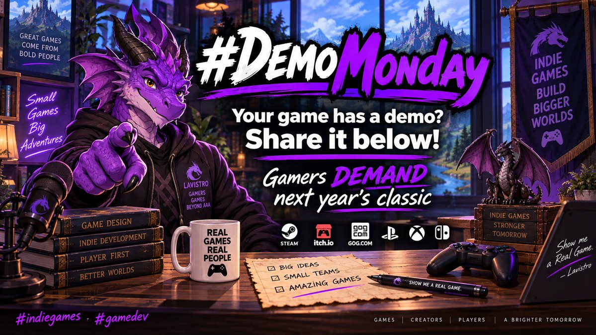 NotLavistro's tweet photo. It's #DemoMonday Let's see your #indiegames demos #gamedevs

We want next year's classic! https://t.co/SIS0dSjPln