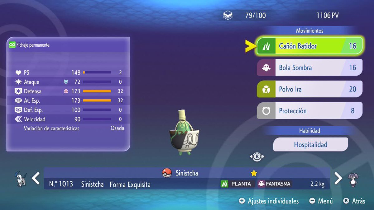 Chems_Pianist90's tweet photo. Por fin fiché de suerte un Sinistcha Forma Exquisita en Pokémon Champions, a pesar de que me salieron las formas mediocre de los PV que tenía que sacrificar y por ende me salió de suerte para usarlo en las competencias de Pokémon VGC a simple vista. https://t.co/xC99FUjRoR