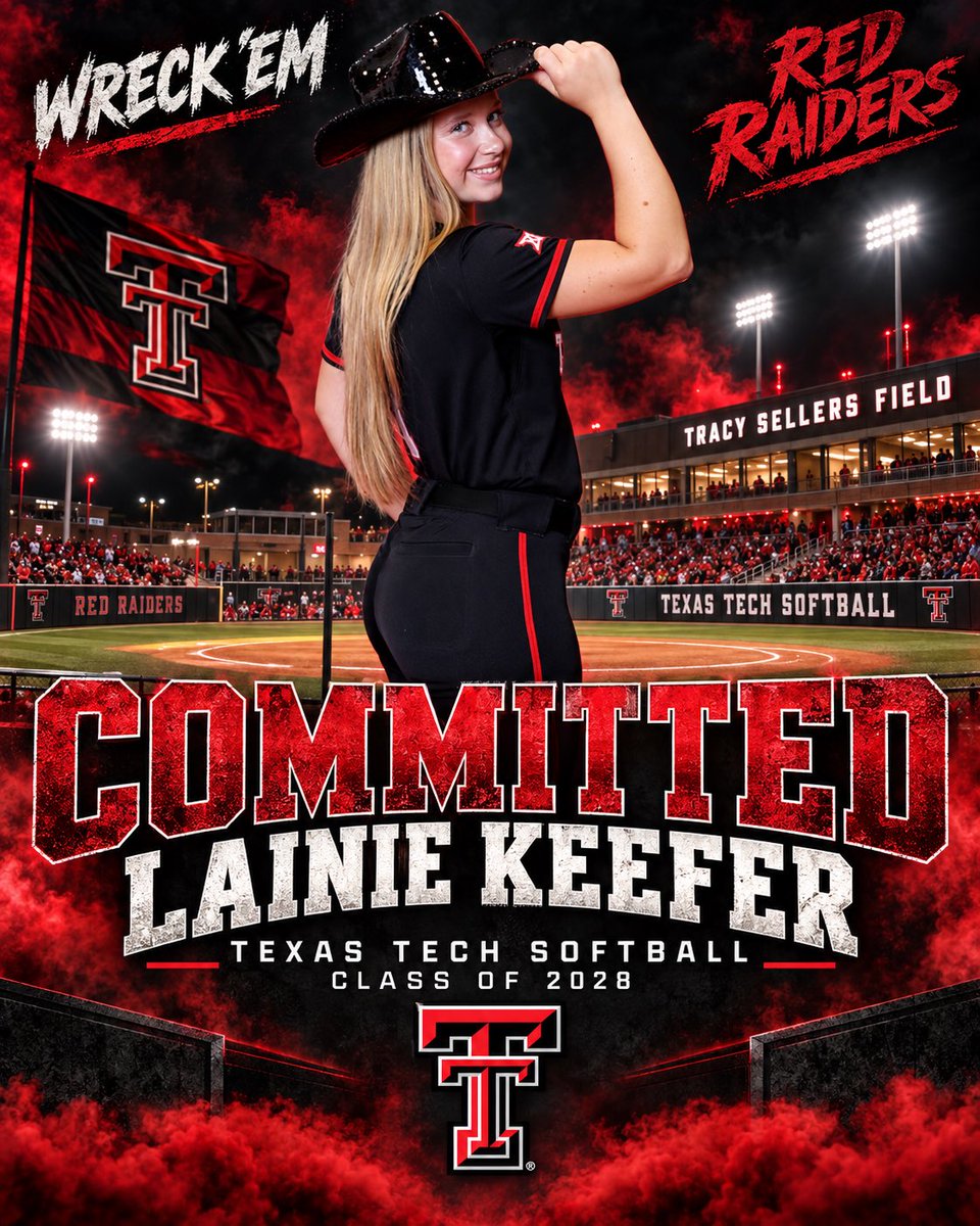 KeeferLainie's tweet photo. I’m so excited to announce that I have committed to Texas Tech University! This is a dream come true, and I’m beyond blessed for the opportunity to be a Red Raider! ❤️

First and foremost, thank you, God, for giving me the ability to play the game I love and for guiding me throughout this journey. I know none of this would be possible without You.

To my family, thank you for being my biggest supporters through everything. The early mornings taking me to the gym before I could drive, the late nights coming home from hitting lessons, endless miles flown and driven. Thank you for being there through every high and every low. I wouldn’t be here without you, and I’m so grateful for everything you’ve done for me.

To my travel coaches, Dave and Josh, you guys have changed me so much as a softball player and a person. I truly wouldn’t be in this position to be able to say this without you guys believing in me and taking a chance on a small town 14-year-old, and I could never say thank you enough. Also, thank you to every past coach. You all have shaped me to be the person and player I am today. To Coach Matt, I truly see you as more than just my hitting coach. You’ve given me so much wisdom even outside of the sport. But truthfully, I can’t put into words how grateful I am for everything you’ve done for me! To Coach Bailey (Master), you are truly an inspiration to me. So many moments throughout the summer, I would just need someone to talk to, and I would always choose you, and I always will. Thank you for just being you. And finally, to Coach Cody, thank you for programming and working out with me since I was 8 years old. I don’t have the abilities I do on the field without you helping me in the gym!!

And to Texas Tech, Coach Glasco, Coach Tara, Coach Jeff, Coach Kenzie and Coach Shelby, thank you for believing in me. I can’t wait to get to work and chase championships in Lubbock with you! ❤️🖤

Wreck ’Em! ❤️🖤
@TexasTechechSB @TechAthletics @TexasTech @GerryGlasco @CoachArchibald @J_Cottrill_ @PendleyShelby @UnityCoachJosh @AshVanBoxmeer4 @AnthonyBocchin4 @BSherSB @DowlingBailey @MattCervantes13 @leobsbl @UnityJohnsonVB @VAUnitySB @ExtraInningSB @LineDsoftball @SoftbalAmerica @BradyVernon @CoachJenMac @THEWOWSB @DiamonddAddicts @TrueRecruitsSB @tagupSoftball @SSN_Softball @PrepSoftball @d1fastpitch1 @PGFnetwork @On3NIL @WCIA3sports @SeeinggScarlet_  @RedRaiderSports