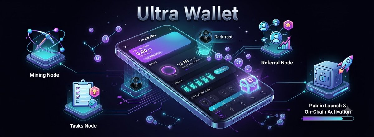 froostyguy's tweet photo. #UltraWallet positions itself as a community-first token app.

Instead of complicated setups, it offers an all-in-one ecosystem where users can earn native LT tokens through multiple channels like active mining, completing tasks, and growing the community via referrals. https://t.co/f37qi0qzrC