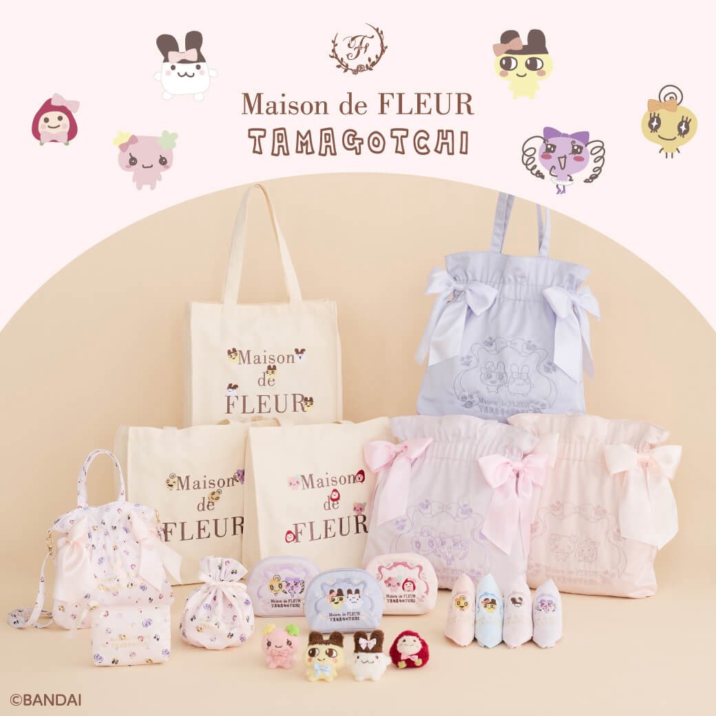 MaisondeFLEUR1's tweet photo. ＼本日9/22(tue)発売🎀 Maison de FLEUR × たまごっち／

30周年を迎える「たまごっち」と、Maison de FLEURが初コラボレーション✨

たまごっちたちが、ブランドアイコンのリボンやお花でおめかしした特別なデザインに。バッグや小物など、コラボならではのアイテムをラインアップしました。

全国SHOP：本日9/22(tue)～
ストライプクラブ・ZOZOTOWN：本日9/22(tue)12:00～

※販売初日は各店オープン15分前よりシャッフル整理券を配布
※販売開始から1週間は、各アイテムおひとり様1点まで

全ラインアップはこちら▽
https://t.co/2pRSBH6JOX