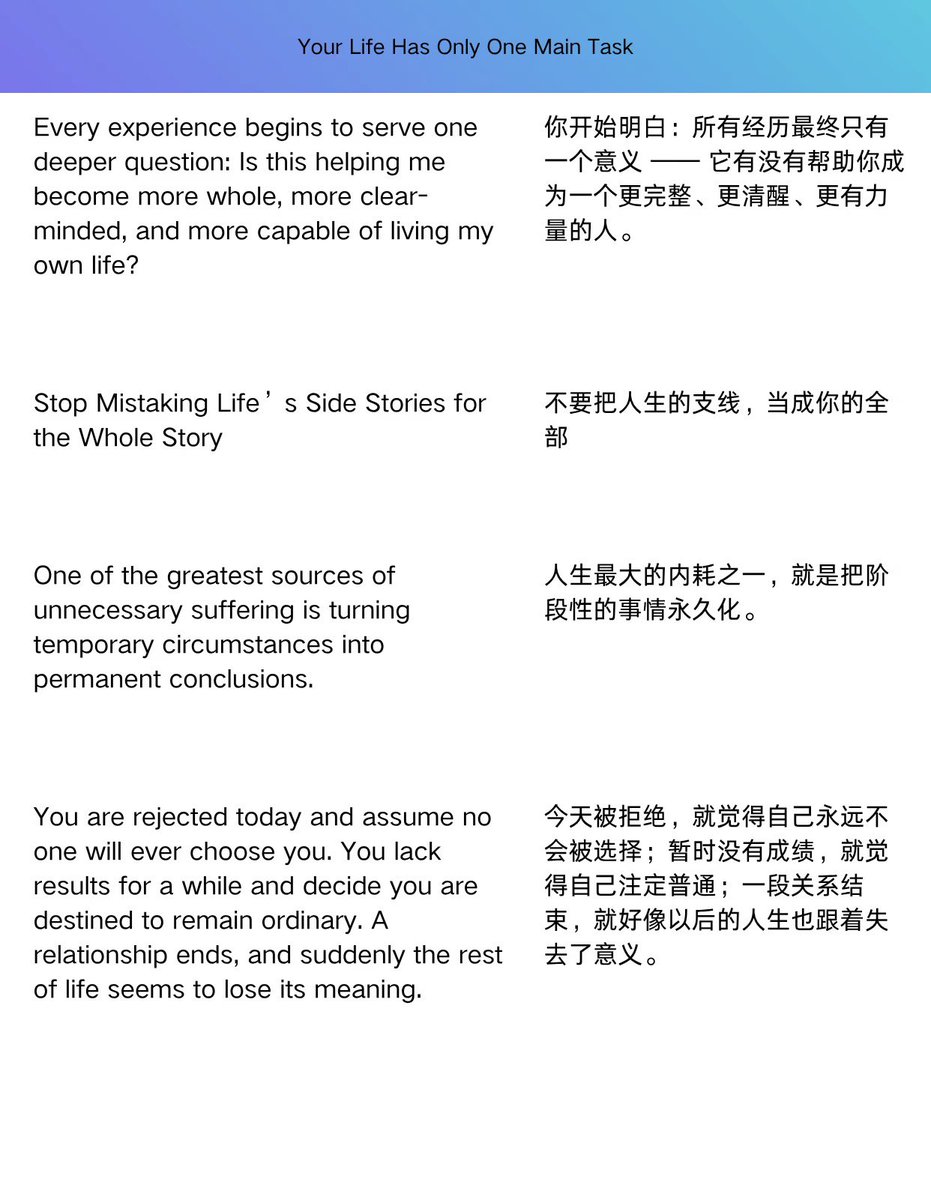 WorkSightHQ's tweet photo. 你一生的主线任务，是不断建立自己。具体来说是四件事——建身体、建能力、建经济选择权、建精神稳定性。拥有了这些，不管生活怎么变，你都有底气重新开始。

好的关系是两个人各自完整，而不是一方缩小自己去迎合另一方。真正的安全感不是"我拥有多少"，而是"即使失去一些，我依然能重建"。 https://t.co/zUcGADjjmK