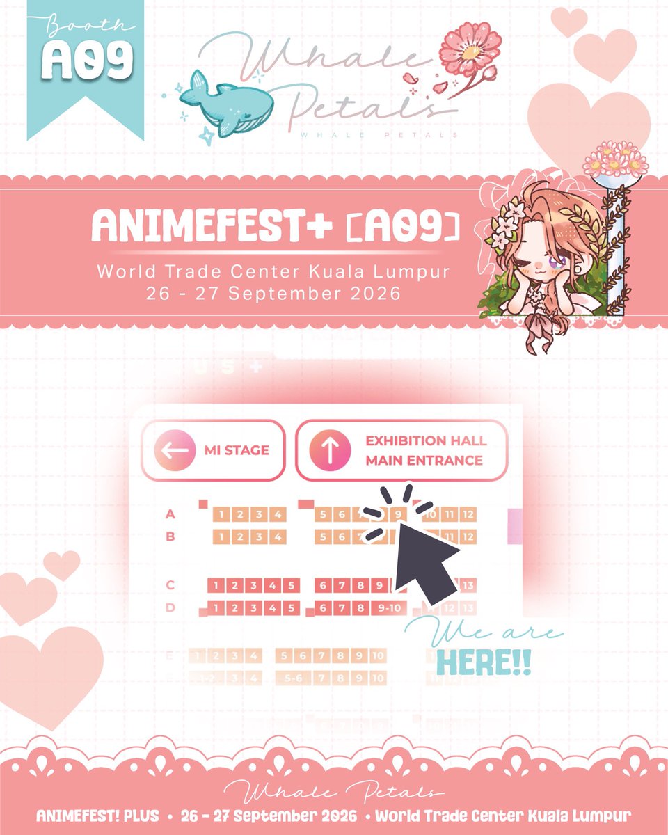 miixiu's tweet photo. 🌸 Share Appreciated! 🌸 [1/3]

We will be here at Animefest plus 2026 🌸

🐋 Booth A09
🐋 World Trade Center Kuala Lumpur, Level 3
🐋 26 - 27 September 2026

PO is open until this Friday, dm me to PO~ ✨
See you guys this weekend!!
#animefestplus #animefestpluscatalogue https://t.co/WJDU8476A0