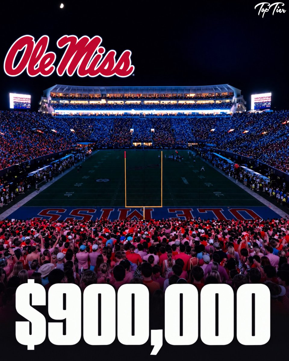 TopTierStateX's tweet photo. Ole Miss brought in over $900,000 in alcohol sales alone from this Saturday’s game between Ole Miss and LSU inside Vaught-Hemingway Stadium https://t.co/Wn8ofevUFr