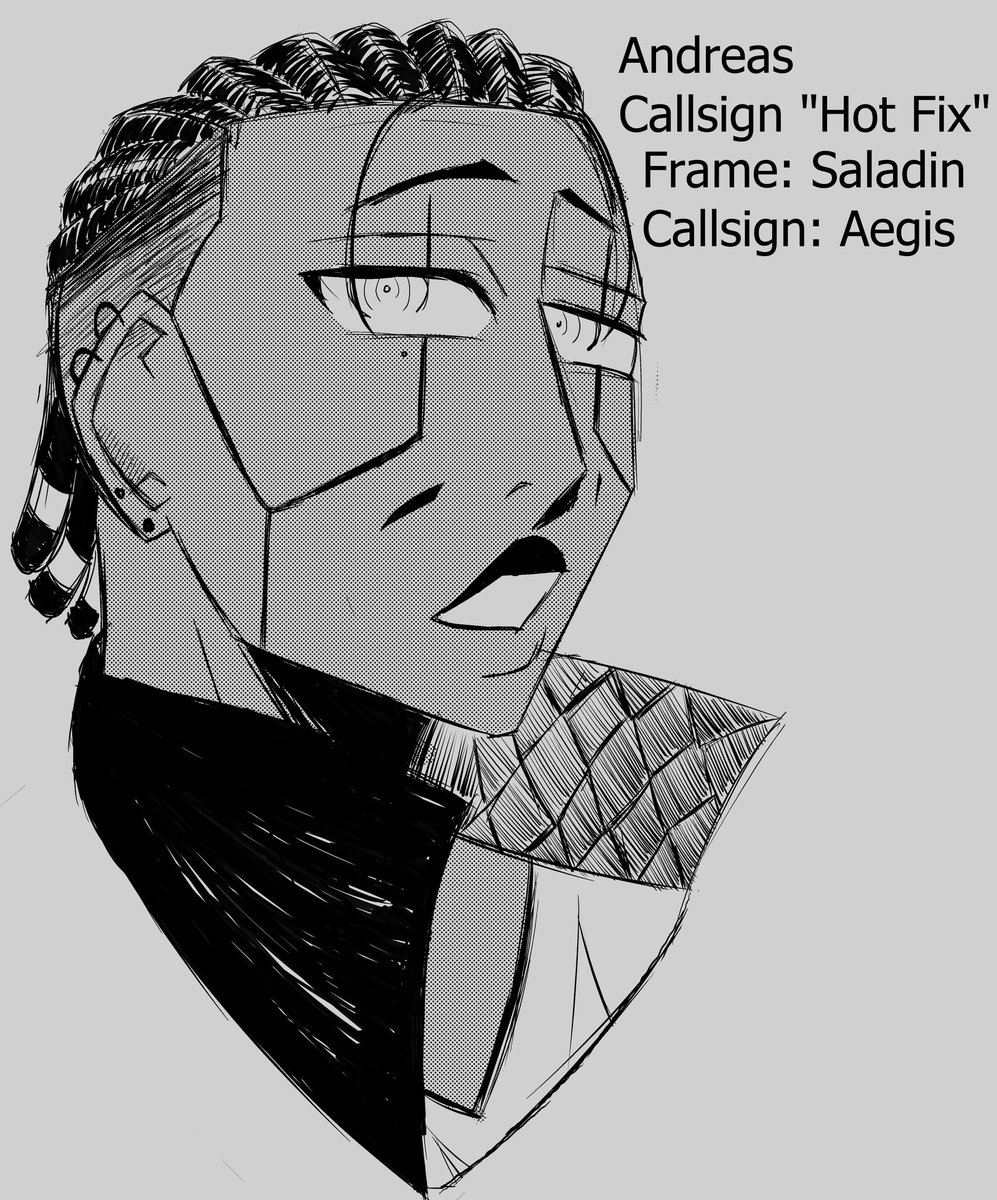 AltoSketches's tweet photo. [LRPG] it’s so strong, I’m diving back into my notes I made years ago on pilots. He’s a medic. And I love him. He gives “cool older brother”

#artmoots #LancerRPG #mangaart https://t.co/jEhj0nbfIr