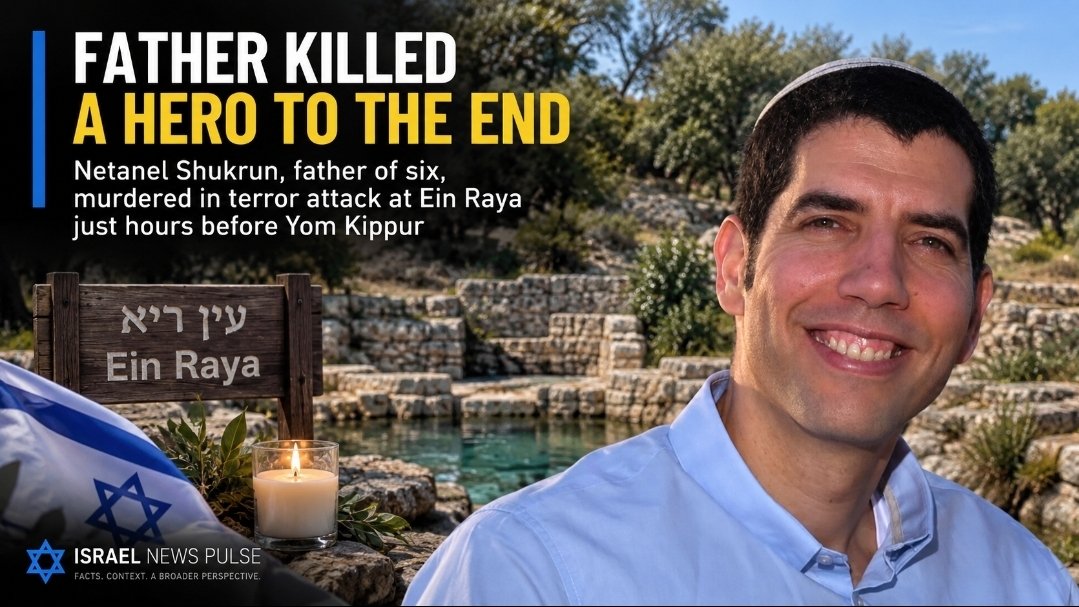 israelnewspulse's tweet photo. Israel: Yoav Shakron, whose father Netanel Shakron was murdered in a terrorist attack at the Ein Raya spring in Binyamin just hours before Yom Kippur, eulogized him at the cemetery in Alei Zahav. Yoav, who survived the attack after his father warned him to run, said: “Dad, I want to say thank you for 16 years together. Thank you that when the terrorist entered, you shouted to me. I don’t remember what you said, but I ran. Thank you for giving me my life. Thank God I survived. I want to tell the family that we will keep going together and everything will be okay. I also want to ask Dad for forgiveness for things I did that may have hurt you.”