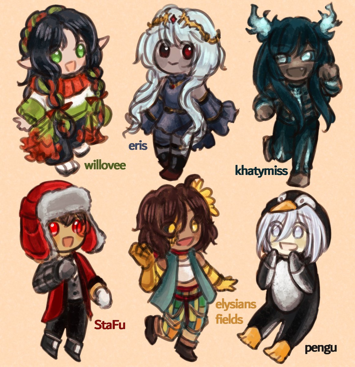 dailyicedteaman's tweet photo. here's all chibi from the appreciation post for our mods 🤍 also added gray, sidefall, and pili bc they're mostly there when i watched modcast 🌼 it's been a lot of fun!

#sapsathon2026 #sapsmodart https://t.co/23CD1Fo1qS