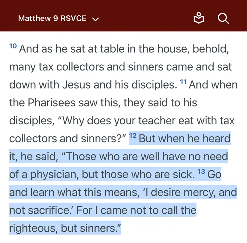 catholiccom's tweet photo. If you call yourself a Christian, then you are implicitly admitting that you are "sick," a sinner, someone in need of healing. Otherwise you would have "no need" of Christ.

Beware any "Christianity" that tells you you're okay just the way you are. https://t.co/2dBouhOD5N