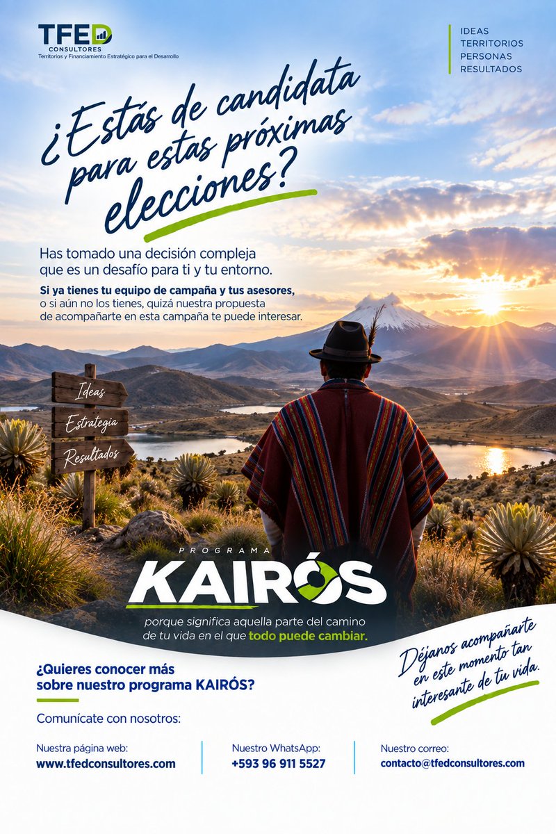 tfedconsultor's tweet photo. La decisión de participar en una elección abre un período excepcional en el que territorio, electores, propuesta, estrategia y campaña deben converger. Comprender ese momento y tomar decisiones informadas puede marcar la diferencia. https://t.co/qEbUnrwKcE