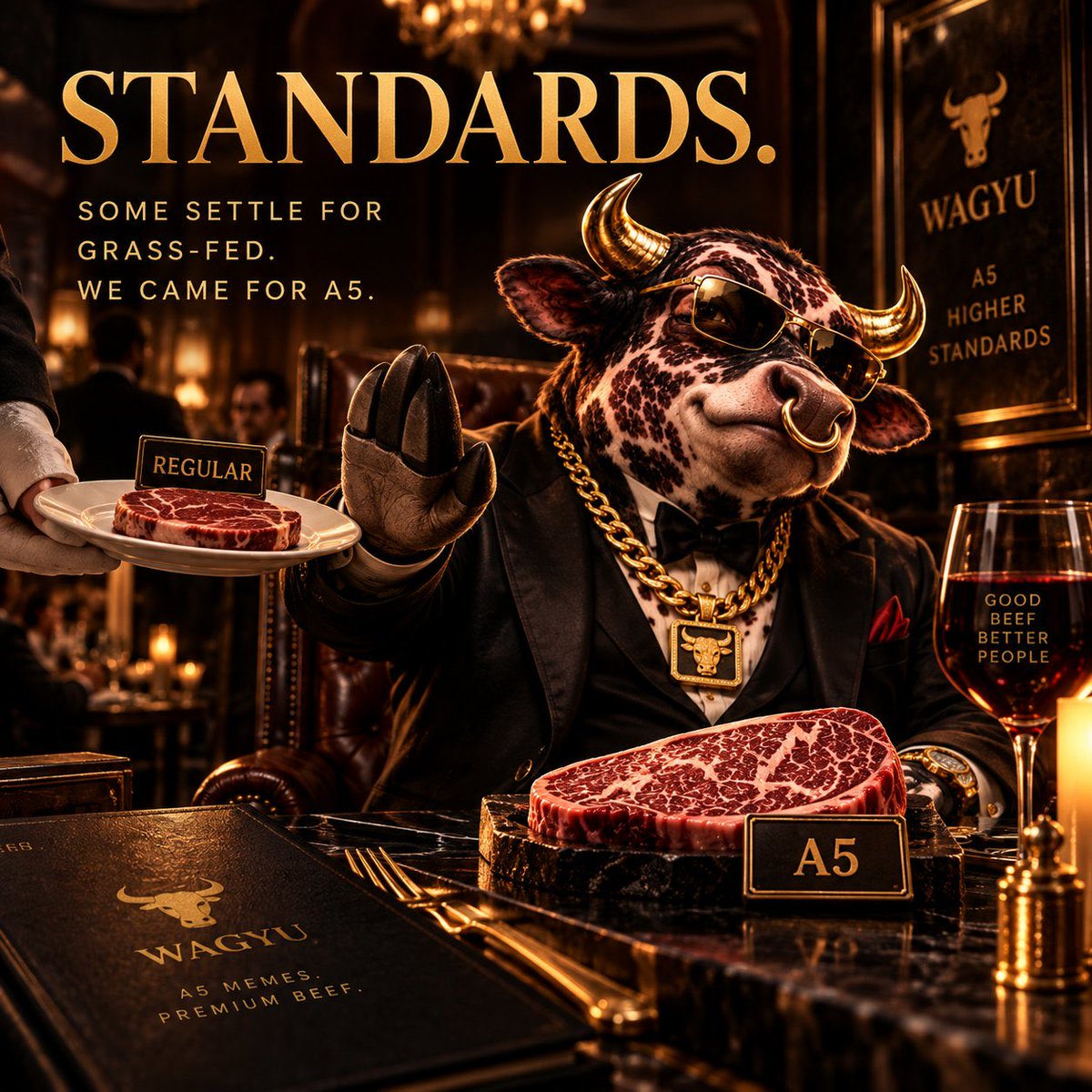 TheWagyuCoin's tweet photo. We don’t call them holders around here.

They’re STEAKHOLDERS. 🥩

Drop a 🥩 if you own a cut.

#memecoins1000x #memecoin #SOLANA https://t.co/IsRiEB2kFo