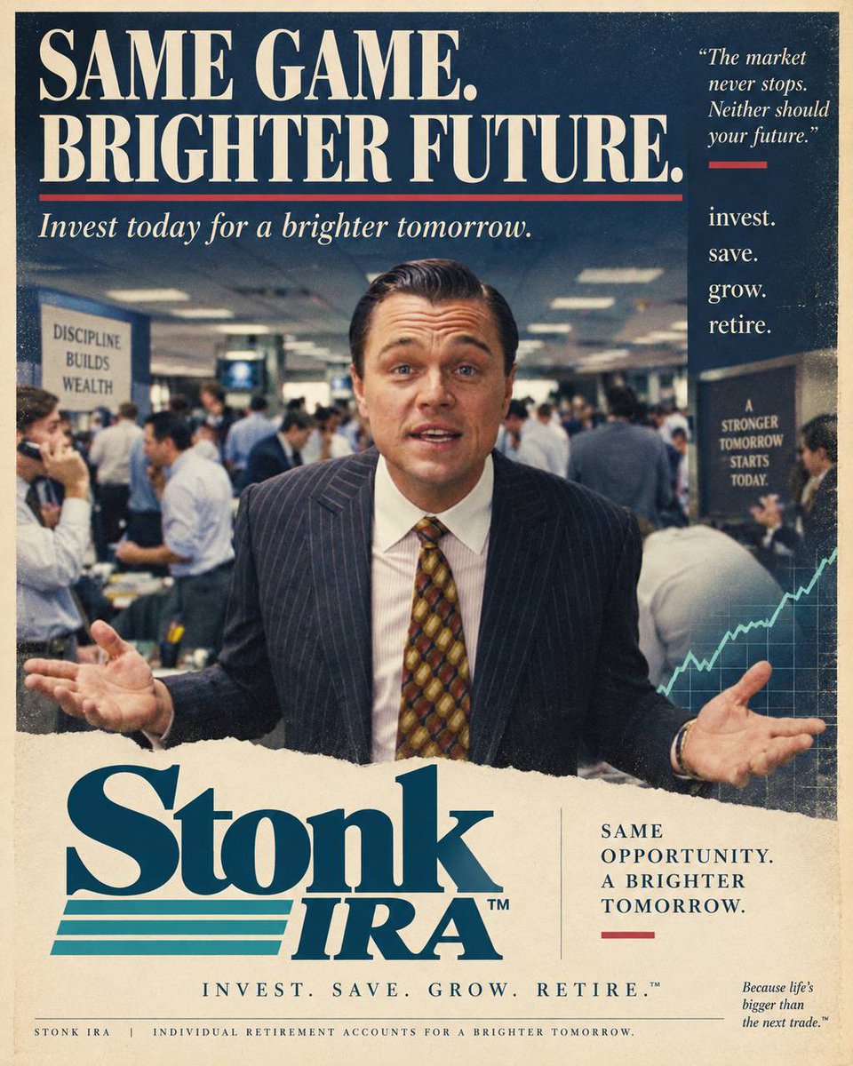 StonkIRA's tweet photo. Wall Street spent decades teaching people to:

Invest.
Save.
Grow.
Retire.

The internet added one more step:

Meme it.

Same game. Different generation.

$IRA

Old-school investing energy. Onchain retirement culture. 📈 https://t.co/Yir8FBHNqr