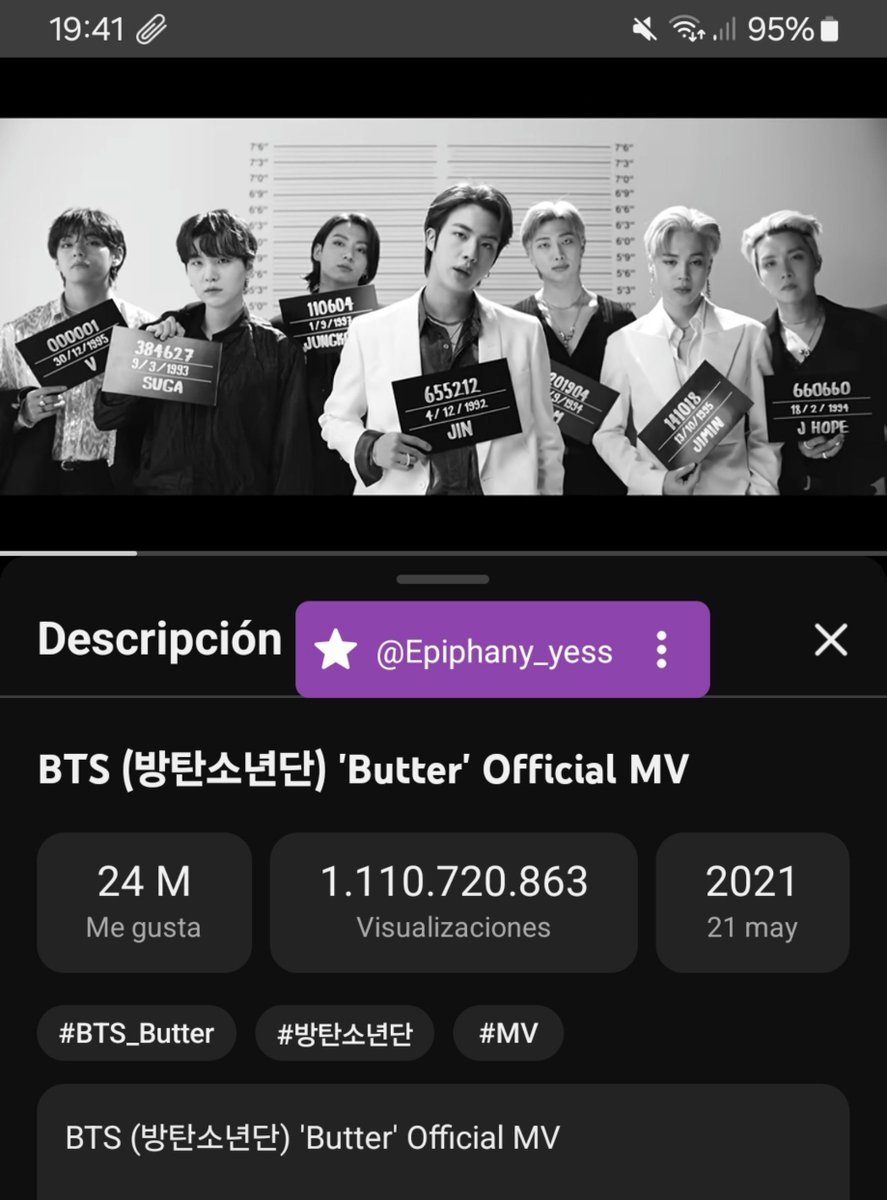 epiphany_yess's tweet photo. Y0UTUB£: #BTS #방탄소년단
• "Boy With Luv" MV (Ft. Halsey) alcanzo 1,960,000,000M+ de vist@s en Y0utub£.
• "Butter" MV alcanzo 1,110,000,000M+ de vist@s en Y0utub£.
#BoyWithLuv #BTS_Butter @BTS_twt https://t.co/rSJOyxcChZ
