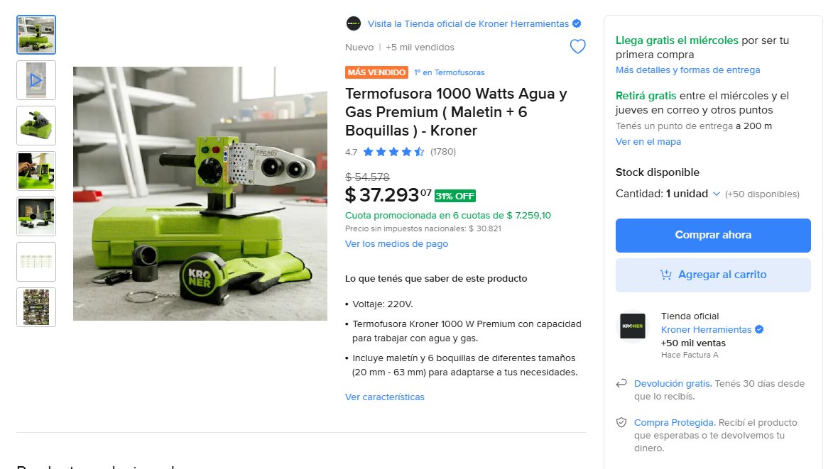 LaDatadelPrecio's tweet photo. 🔧 31% OFF en una termofusora completa con maletín y 6 boquillas

Termofusora Kroner Premium de 1000W, apta para trabajar con agua y gas, e incluye maletín más 6 boquillas de distintos tamaños.

💰 Bajó de $54.578 a $37.293
🔥 31% OFF
🏆 #1 más vendida en termofusoras
⭐ 4.7/5 con +1.700 opiniones
🏪 +5 mil vendidos
💳 6 cuotas de $7.259

Muy buena opción para tener un kit completo listo para trabajar.

👉 https://t.co/NStCPm5Siq