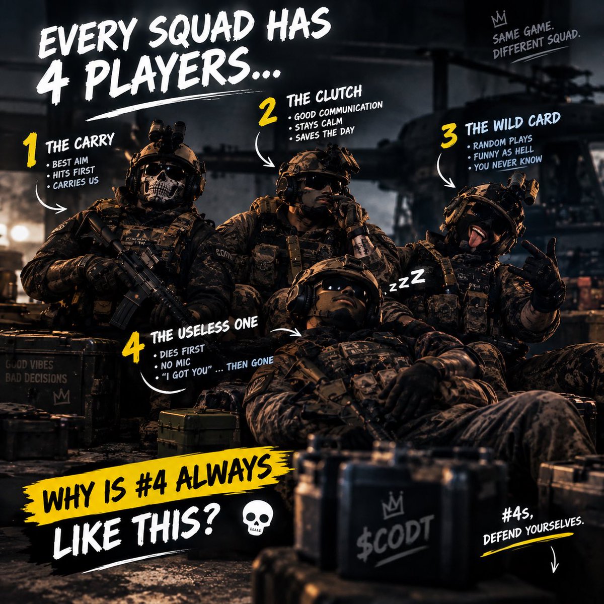 CODTHQ's tweet photo. #4s, defend yourselves. 😂👇 https://t.co/5ilUqvops1