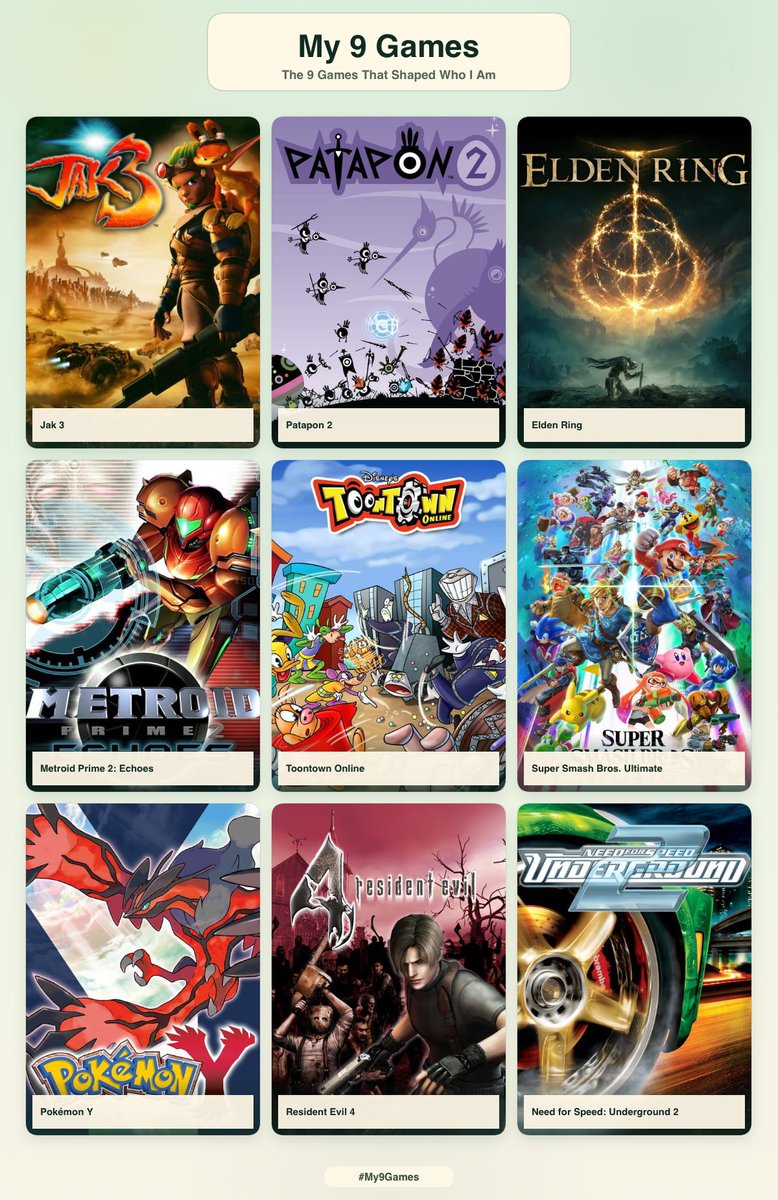 omnibooper's tweet photo. My 9 games that shaped me, both old and new https://t.co/VO8CwVx3SM