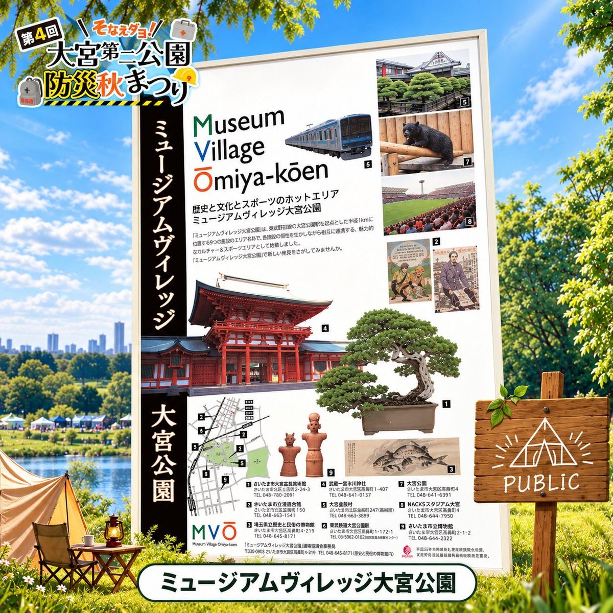 oomiyaparkfes's tweet photo. 【参加団体紹介】
ミュージアムヴィレッジ大宮公園

大宮公園駅を起点とした半径1kmに位置する10施設が連携する、カルチャー＆スポーツエリア。
今回は、埼玉県域の災害史、特に「水害の歴史」に焦点を当てたパネル展示を予定しています。

#大宮第二公園防災秋まつり #さいたま市 #防災イベント https://t.co/zmRYIMuM0R