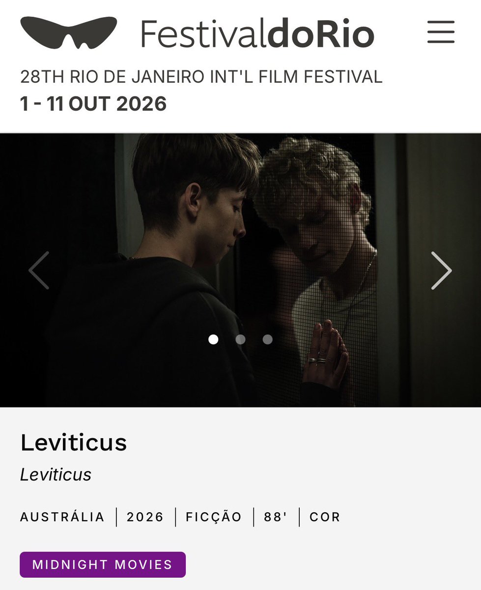 StacyCBrasil's tweet photo. Leviticus no Brasil!! O filme vai passar no “Festival do Rio” entre os dias 1-11 de outubro 💗 https://t.co/bcNc0uDfpJ