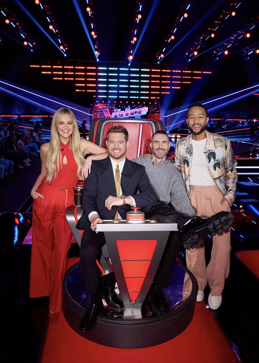 MichaelBuble's tweet photo. I was lucky enough to get a chair, but I’ll always be a fan first. Congrats on 30 seasons @nbcthevoice. To my fellow coaches and that beautiful crew. You made me feel like a part of your family… and while we’re reminiscing, please never forget that I was a back-to-back champion. https://t.co/lQExgl8zLr