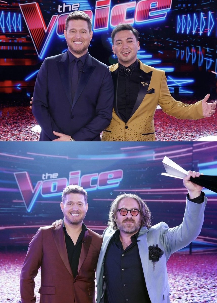 MichaelBuble's tweet photo. I was lucky enough to get a chair, but I’ll always be a fan first. Congrats on 30 seasons @nbcthevoice. To my fellow coaches and that beautiful crew. You made me feel like a part of your family… and while we’re reminiscing, please never forget that I was a back-to-back champion. https://t.co/lQExgl8zLr