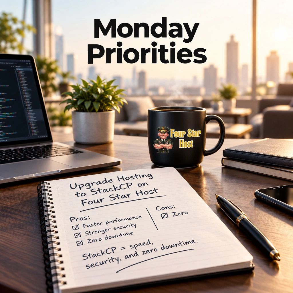 4starhost's tweet photo. Starting the week with the right hosting priorities sets the tone for everything. StackCP = speed, security, and zero downtime — exactly what Monday needs. https://t.co/oj3WcJYv1g
#WebHosting #WebsiteSpeed #SmallBusiness #stackcp
#DigitalMarketing #OnlineBusiness #TechTips #cpanel
#BusinessGrowth #EntrepreneurLife #WebDesign #controlpanel
#FourStarHost #FastHosting #WebsitePerformance
#SpeedMatters #SecureHosting #TechSolutions
#HostingProvider #ManagedHosting #WordPressHosting
#StackCP #StackCPHosting #StackCPControlPanel #StackCPSpeed
#StackCPSecurity#FastHosting #WebsiteSpeed #SpeedOptimization
#HighPerformanceHosting #NVMeHosting #cPanelAlternative
#BetterThancPanel #DumpcPanel #ModernHosting #UpgradeYourHosting