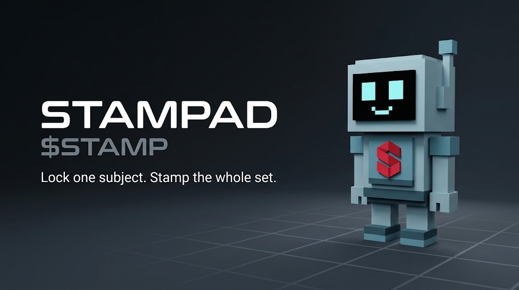 stampadRH's tweet photo. Them: the subject is a sentence pasted in front of every prompt, the model redraws the character from zero on every image, and a 40 to 60 percent reject rate is treated as normal.

Us: the subject is a rigged mesh that gets photographed, never regenerated. Parts are swapped on the same geometry. Reject rate is structurally zero, because there is nothing that can drift.

Same output format on the surface. Completely different physics underneath. $STAMP
