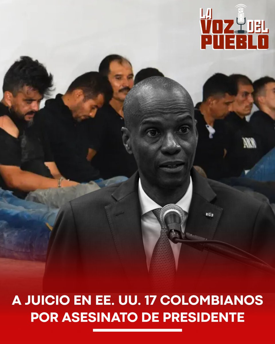 lavozdepueblo1's tweet photo. 🚨 A JUICIO EN EE. UU. 17 COLOMBIANOS POR ASESINATO DE PRESIDENTE

En un operativo militar de Estados Unidos, 17 exintegrantes del Ejército colombiano e implicados clave en el magnicidio del presidente haitiano Jovenel Moïse fueron trasladados desde Haití hacia el tribunal del Distrito Sur de Florida. El movimiento judicial sacó del limbo un proceso atascado por cinco años en el colapsado sistema haitiano, donde los detenidos permanecían en prisión preventiva sin juicio formal.

Las autoridades estadounidenses sostienen que la planificación, financiación y logística del magnicidio de 2021 se orquestaron desde territorio norteamericano. Aunque el traslado no constituye una condena, el proceso penal en EE. UU. buscará desentrañar la red de financistas y determinadores que contrataron a los colombianos para ejecutar la fatal operación.
