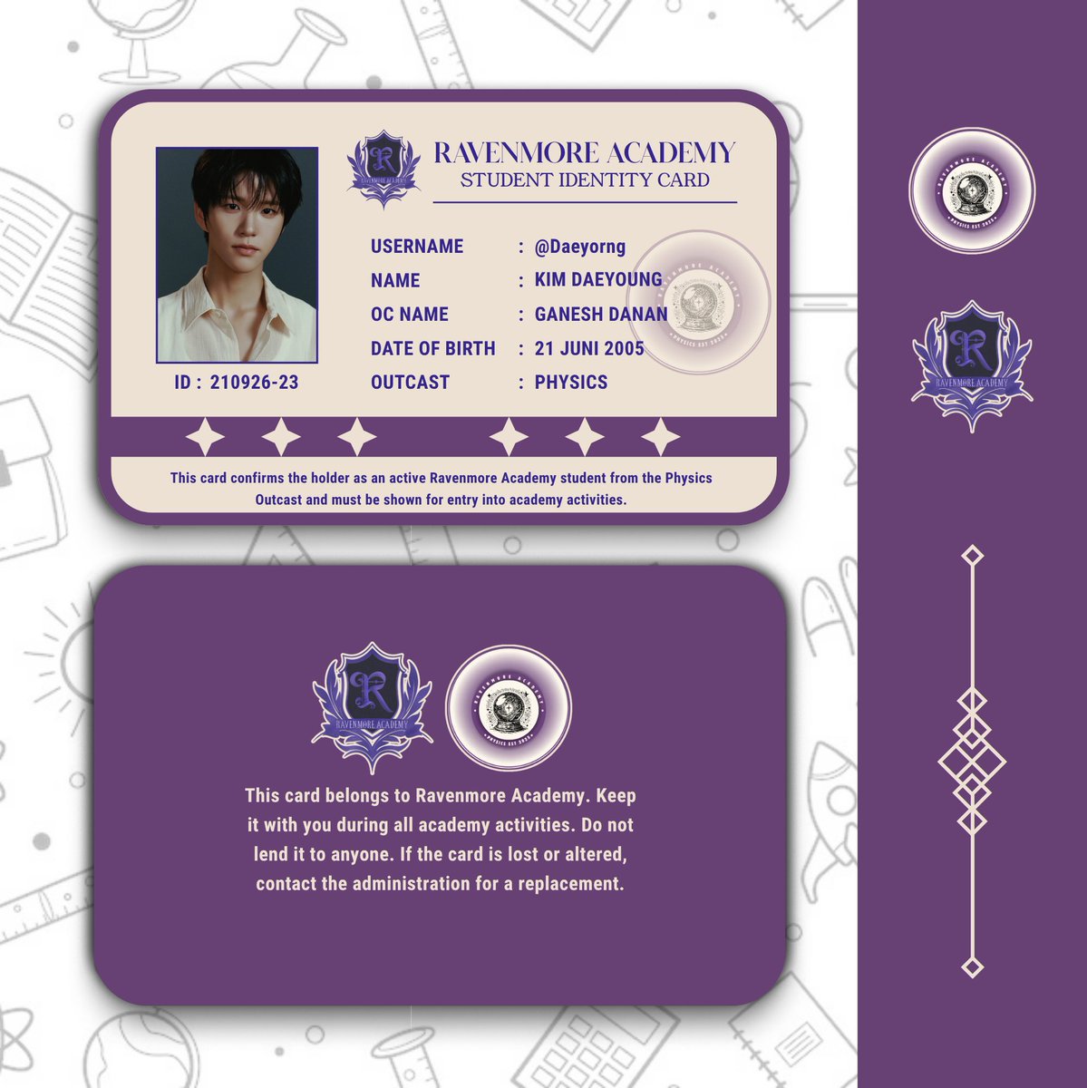 weravenmore's tweet photo. Welcome to Ravenmore, our newest Ravens — Outcast PHYSICS! @Daeyorng  🔮✨

Thank you for choosing Ravenmore to be part of your journey. May your days here be filled with magic, friendship, and unforgettable memories. Once again, welcome home. https://t.co/kyUfVtDoS7