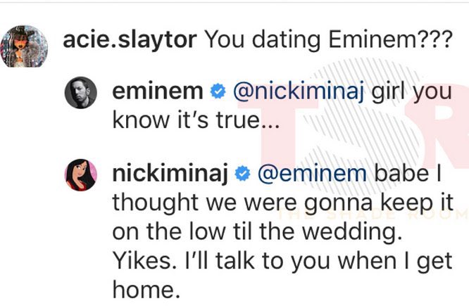 onikalm's tweet photo. Nicki and Eminem were really playing with that dating rumor 😭 https://t.co/rNPnMlG7MM