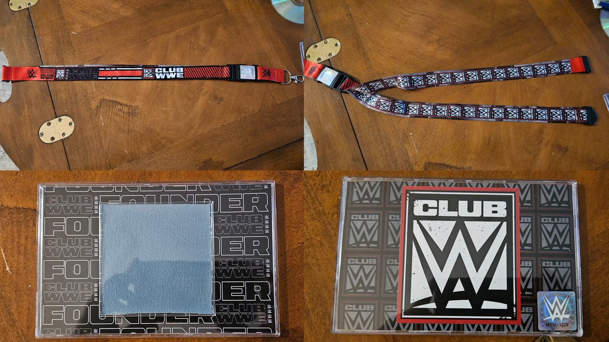 ArtOfCody94's tweet photo. Received my @ClubWWE founders package when I got home such as the the Club WWE lanyard,a match-used ring canvas collectibles and a club WWE Founders pin with a personal note from the greatest of all time John Cena. It's great to be a founder of Club WWE.
#WWE #ClubWWE https://t.co/U43gzFXZL5