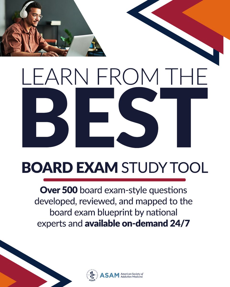 ASAMorg's tweet photo. All the extra study help you need in preparation for the board exam! Learn more >> https://t.co/Mx9i8kV1p6

#ASAM #ReviewCourse #BEST #AddictionMedicine https://t.co/7c55aVI79W
