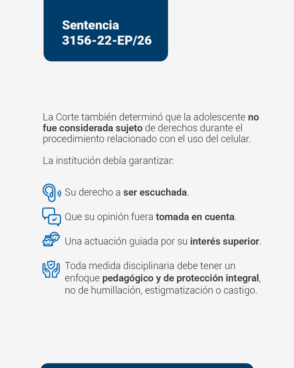 CorteConstEcu's tweet photo. Las instituciones educativas deben garantizar espacios seguros, respetuosos y libres de violencia. https://t.co/Nsez9erYbI