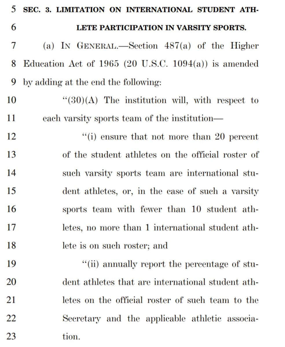 NILnotNLI's tweet photo. 🚨 NCAA teams can only have up to 20% international athletes under new bill from Sens. Tuberville &amp; Husted...

Senator Tuberville: 

"Universities should be prioritizing AMERICAN students when giving out scholarships and building their rosters..."

What do you think? https://t.co/Xkr96Kl9Zt