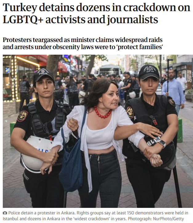 nyaraVT's tweet photo. It's fucked that I haven't seen more left-wing content creators talk about the anti-trans raids in Turkey.

Fascists use political violence in order to trap everyone in boxes to control them better, but I guess it's not important enough. https://t.co/bP4T9MU7ud
