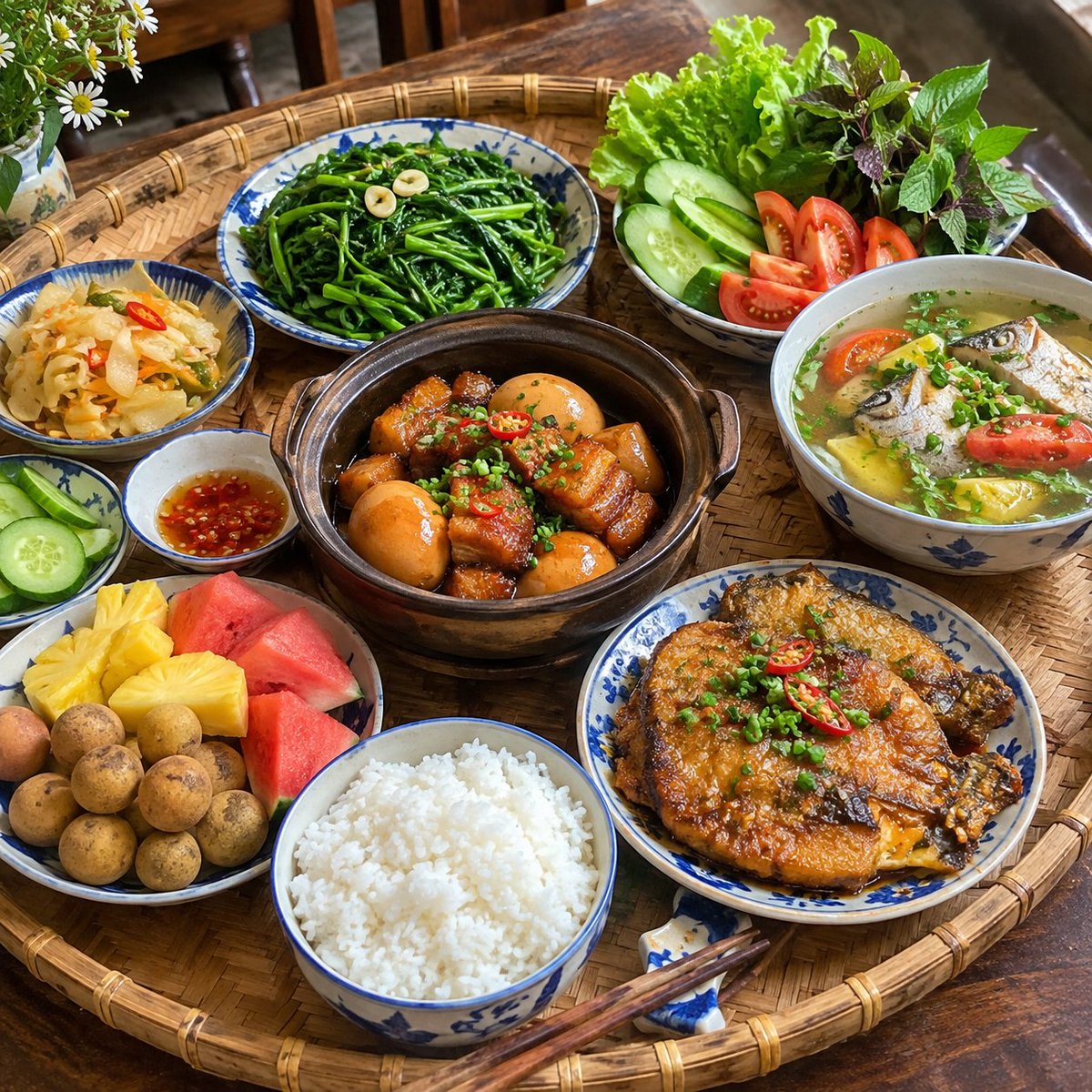 SHartsough15894's tweet photo. Bữa cơm nhà em hôm nay có?
Thịt kho trứng, cá chiên, rau muống xào, canh chua, dưa món, rau sống và chén nước mắm ớt.
Chỉ cần ngồi lại ăn vs nhau thì món gì cũng ngon ae nhỉ.
Ăn cơm nhà vẫn là chân ái AE ạ! 🔥
#ComNha #AmThucVietNam #BuaComGiaDinh https://t.co/Jg1HCX3RYW
