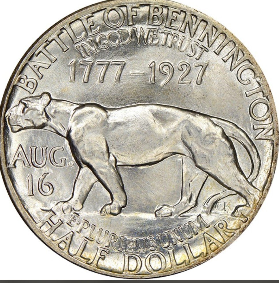 Happypumpdev's tweet photo. I went down a rabbit hole trying to find a cat on US money and realized they basically don't exist. The only one that ever made the cut is an eastern cougar on the back of a 1927 Vermont half dollar. https://t.co/TM9on69LWV