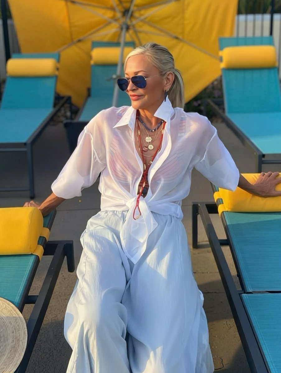 johnnelson62tny's tweet photo. Toot toot… hey, beep beep. By now, you’re probably wearing cropped pants with lace hems—but are you pairing them with a sheer blouse? If not, you must! Comment SHOP to receive a link directly in your DMs. Happy Monday! https://t.co/91cBU8kqe6