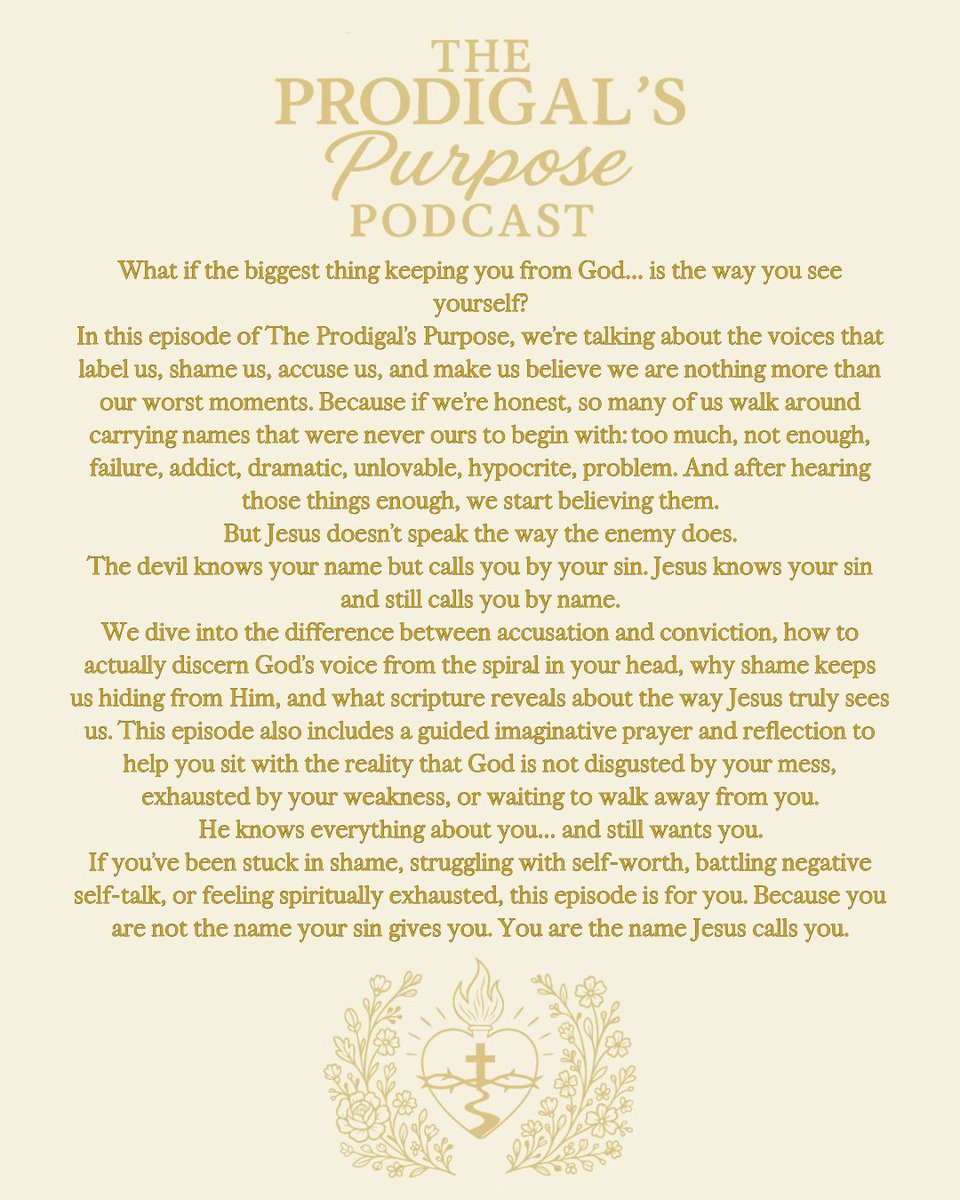 EsmeraldaRhih's tweet photo. The Devil knows your name, but calls you by your sin. Jesus knows your sins and calls you by name. 🎙️ New episode out now. #prodigalspurpose #podcast #catholic #christiantok #jesuschrist #truth #sinexcusas
Links in Bio! https://t.co/Fcqk2LOydI